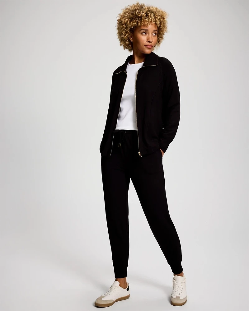 Ultra Soft Jersey Funnel Neck Zip Jacket