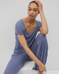 Lightweight Rib Knit Short Sleeve Pajama Tee