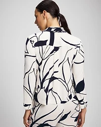 Long-Sleeve Notch Collar Pajama Top
