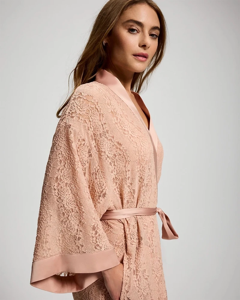 Allover Lace Kimono Robe