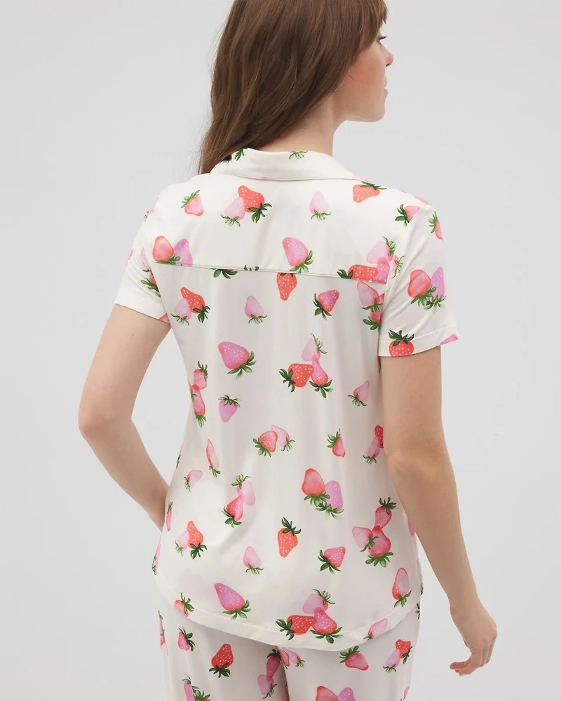 Short Sleeve Notch Collar Pajama Top