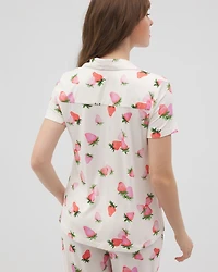 Short Sleeve Notch Collar Pajama Top