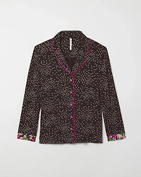 Long-Sleeve Notch Collar Pajama Top