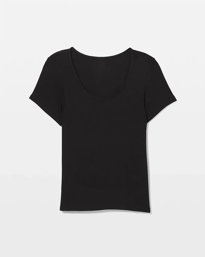 Lightweight Rib Knit Short Sleeve Pajama Tee