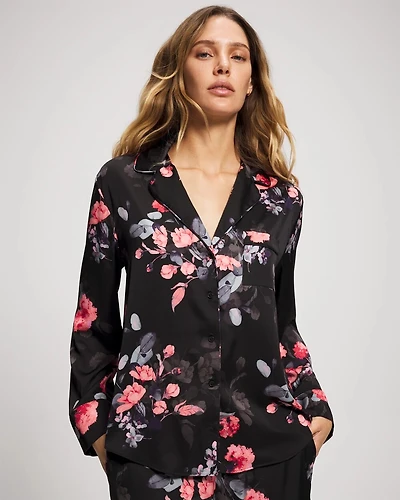 Long Sleeve Notch Collar Pajama Top