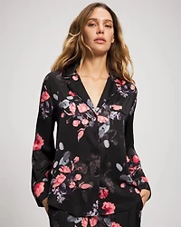 Long Sleeve Notch Collar Pajama Top