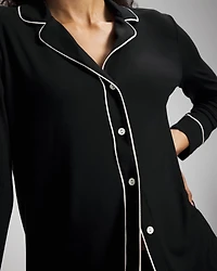 Long-Sleeve Notch Collar Pajama Top