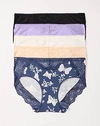 Hipster Panty with Crochet Lace Waist 5 Pack