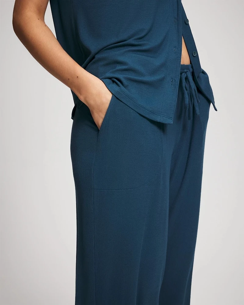 Rib Cropped Pajama Pants