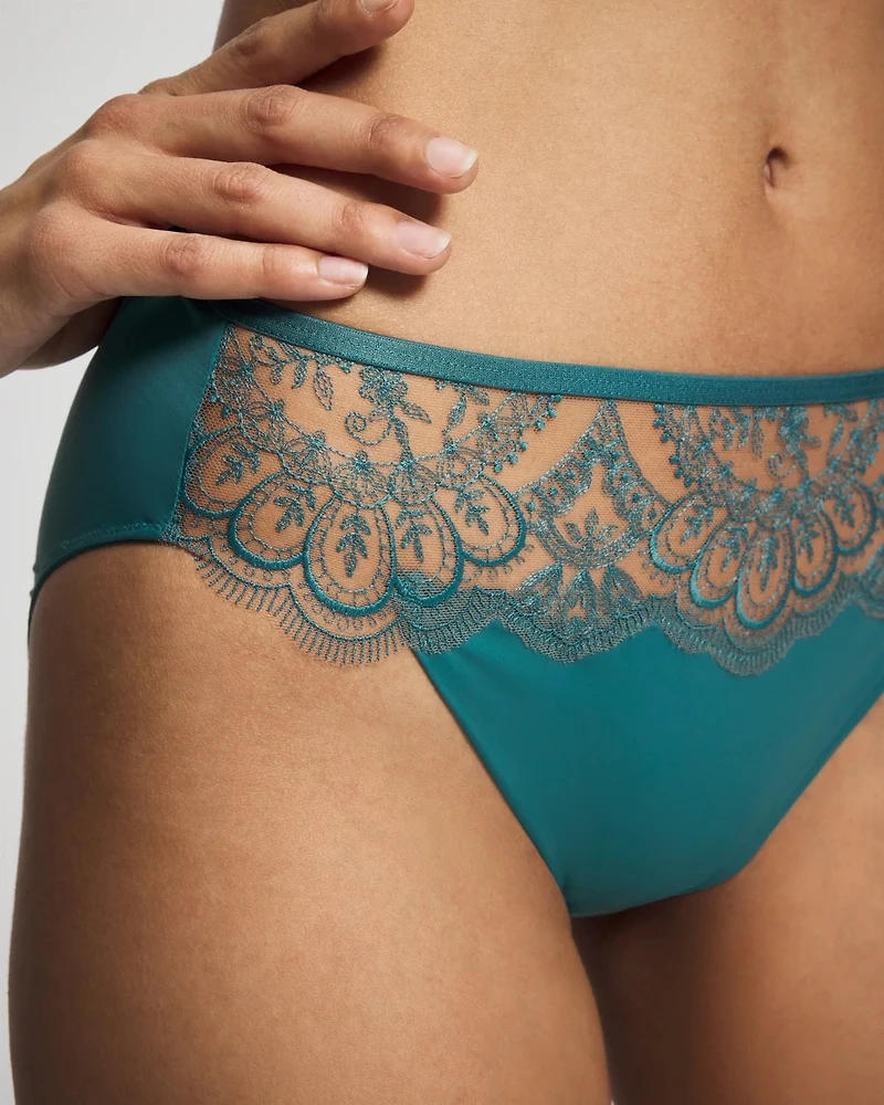 Tattoo Lace Embroidered High Leg Panty