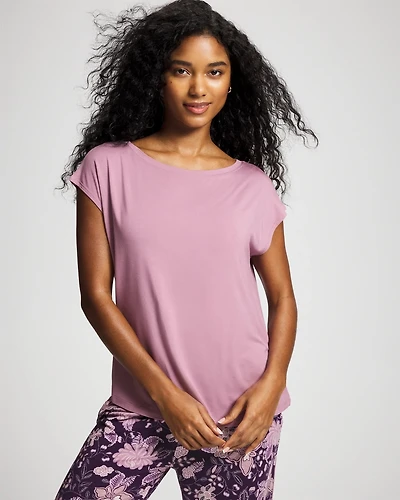 Short Sleeve Boat Neck Top