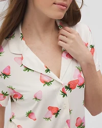 Short Sleeve Notch Collar Pajama Top