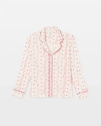 Cool Nights Long Sleeve Notch Collar with Piped Placket Pajama Top