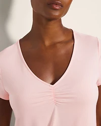 Ruched-Front Short-Sleeve Pajama Tee