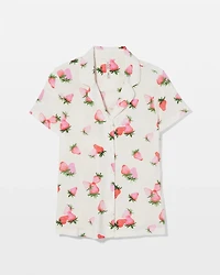 Short Sleeve Notch Collar Pajama Top
