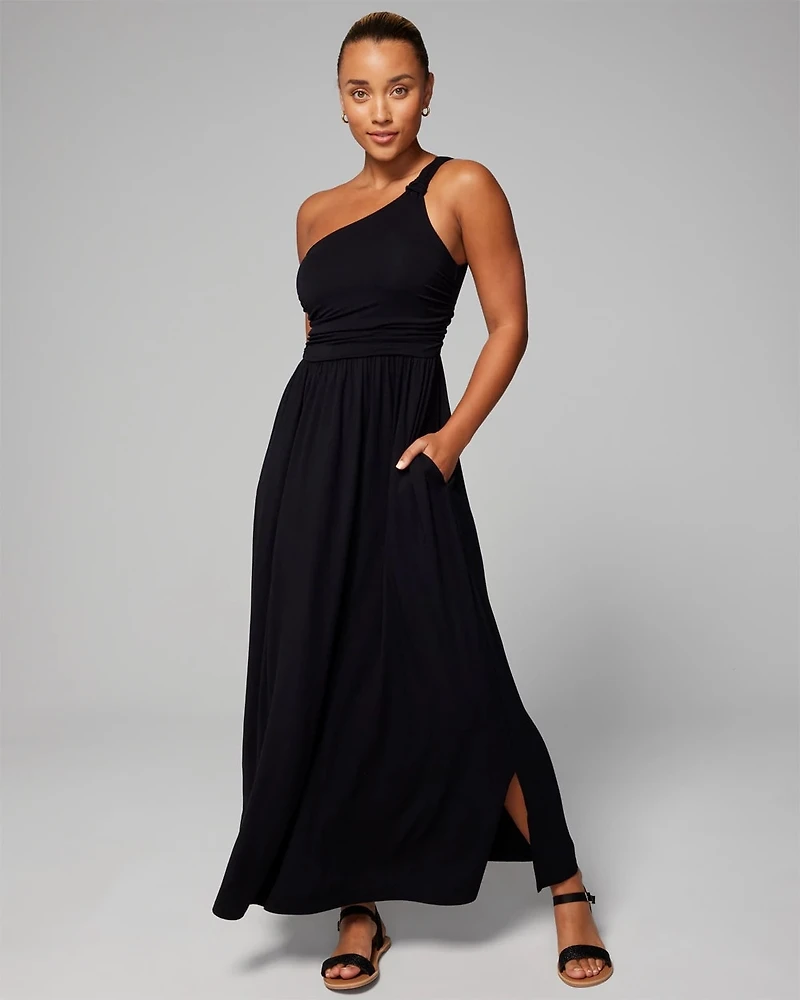 One-Shoulder Knot Maxi Bra Dress