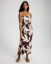 Bandeau Smocked Waist Maxi Dress