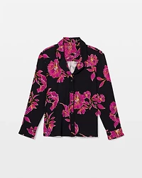 Cool Nights Long Sleeve Notch Collar with Piped Placket Pajama Top