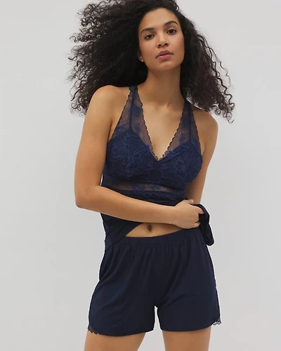 Lace Trim Pajama Shorts