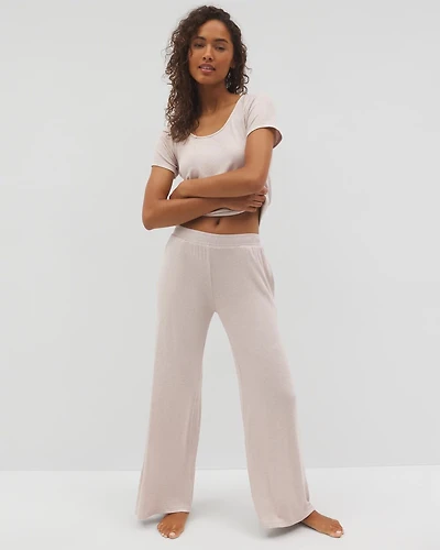 Lightweight Rib Knit Wide Leg Pajama Pants