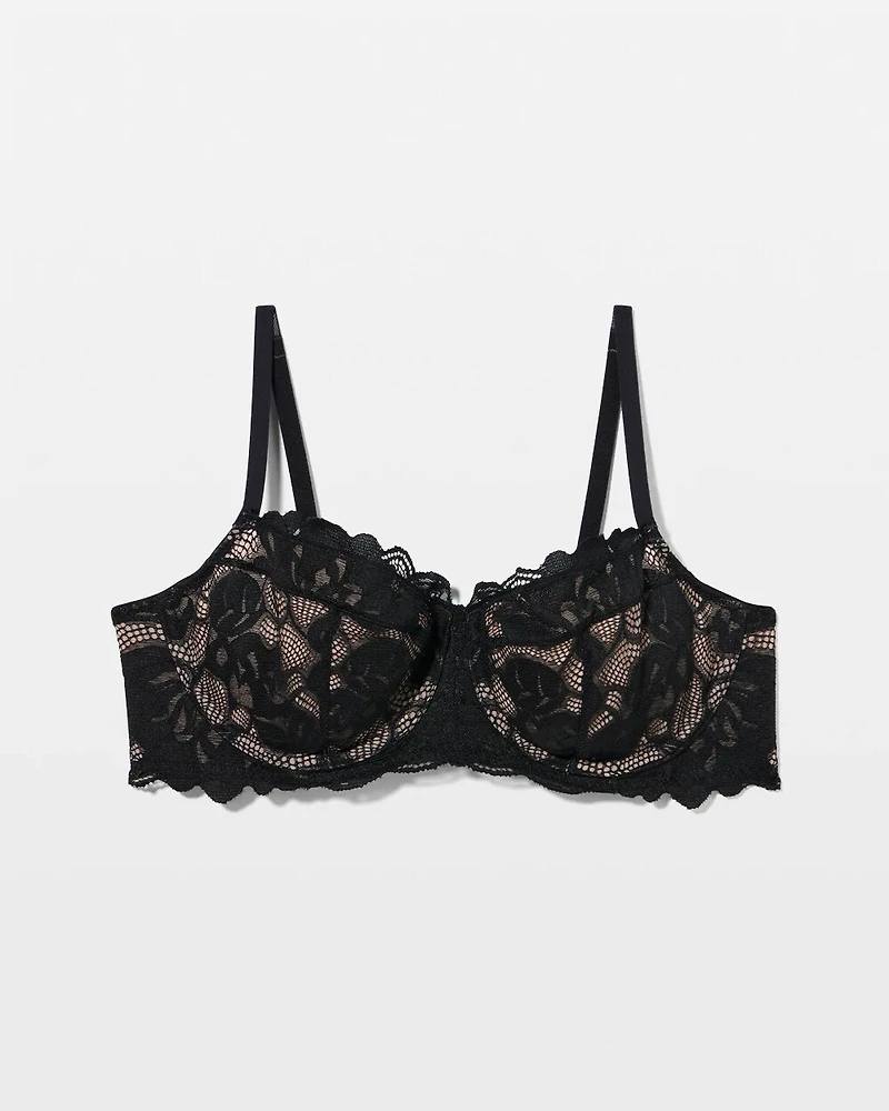 Bold Floral Lace Unlined Balconette Bra
