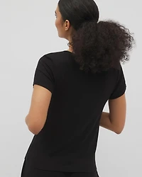 Lightweight Rib Knit Short Sleeve Pajama Tee
