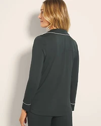 Long-Sleeve Notch Collar Pajama Top