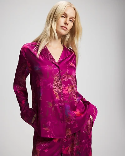 Long Sleeve Notch Collar Pajama Top