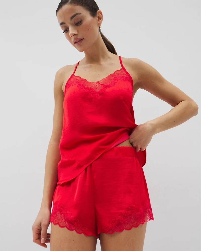 Lace Trim Pajama Shorts