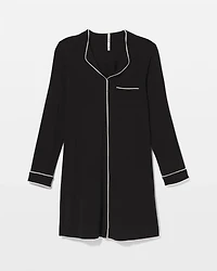 Piped Long-Sleeve Sleepshirt