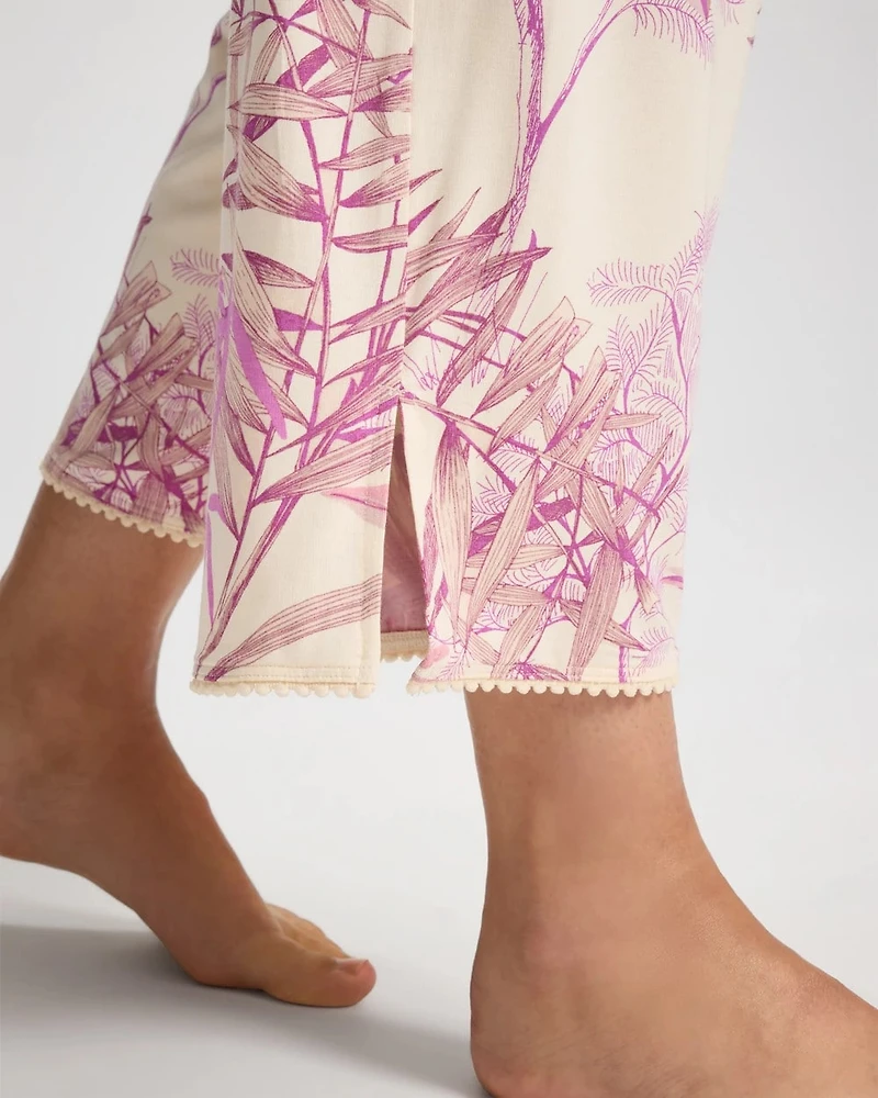 Relaxed Pom Trim Crop Pajama Pants