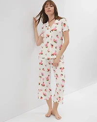 Short Sleeve Notch Collar Pajama Top