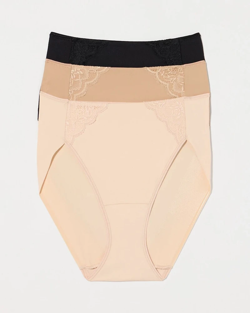 High-Leg Brief Panty with Lace 3 Pack