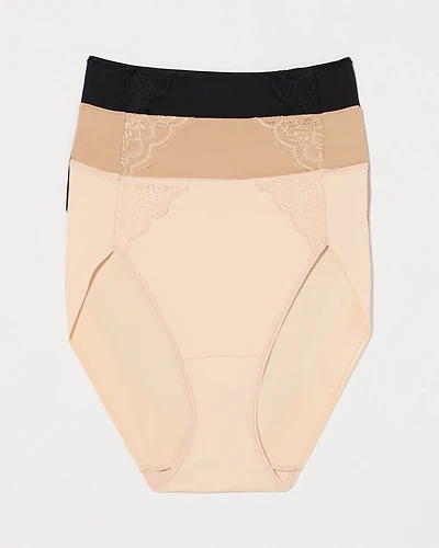 High-Leg Brief Panty with Lace 3 Pack