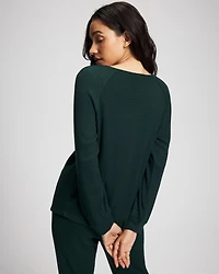 Cozy Waffle Long Sleeve V-Neck Pajama Top