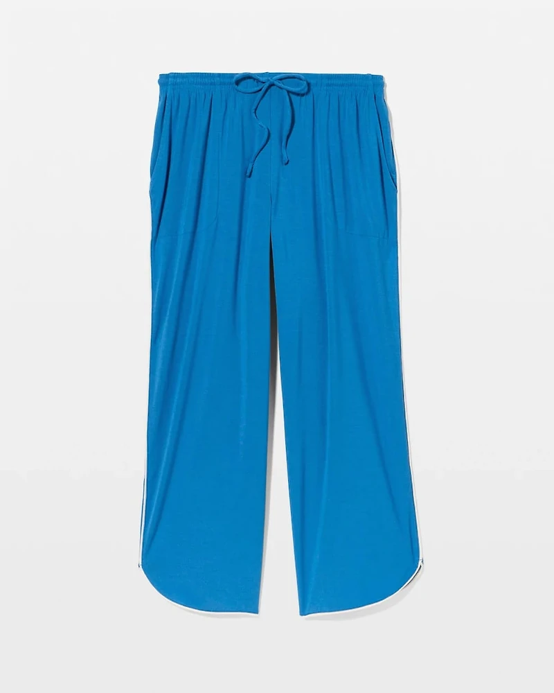 Solid Piped Crop Pajama Pant