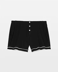 Solid Piped Pajama Shorts