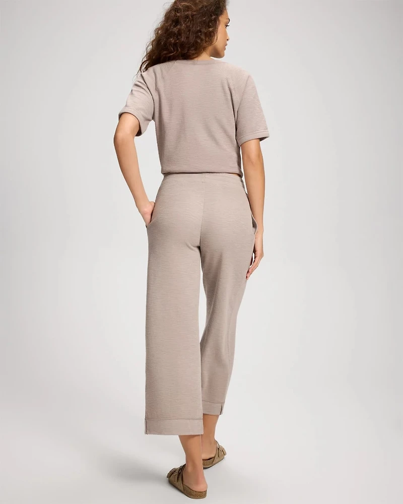 Slub French Terry Relaxed Wide Leg Ankle Pants