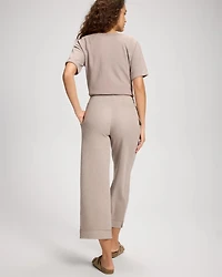 Slub French Terry Relaxed Wide Leg Ankle Pants
