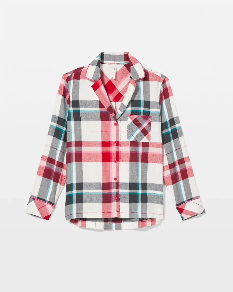 Super Soft Long-Sleeve Notch Collar Pajama Top