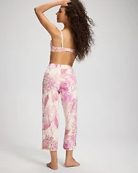 Relaxed Pom Trim Crop Pajama Pants