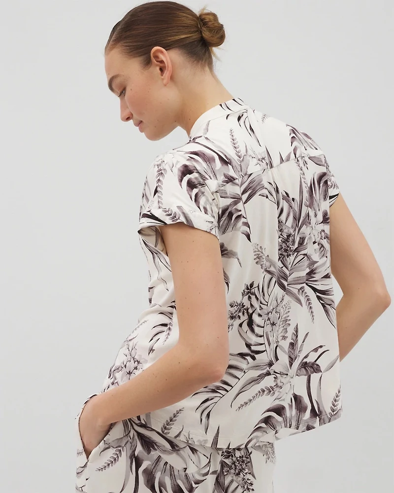 Short-Sleeve Button-Front Pajama Top