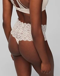 High-Waist Thong Panty with Enchanting Lace