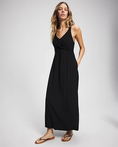 Soft Jersey Twist Front Maxi Bra Dress