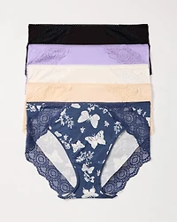 High-Leg Panty with Crochet Lace 5 Pack