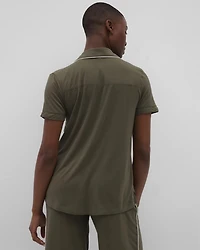 Solid Short Sleeve Notch Collar Pajama Top