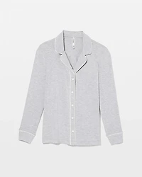 Long-Sleeve Notch Collar Pajama Top