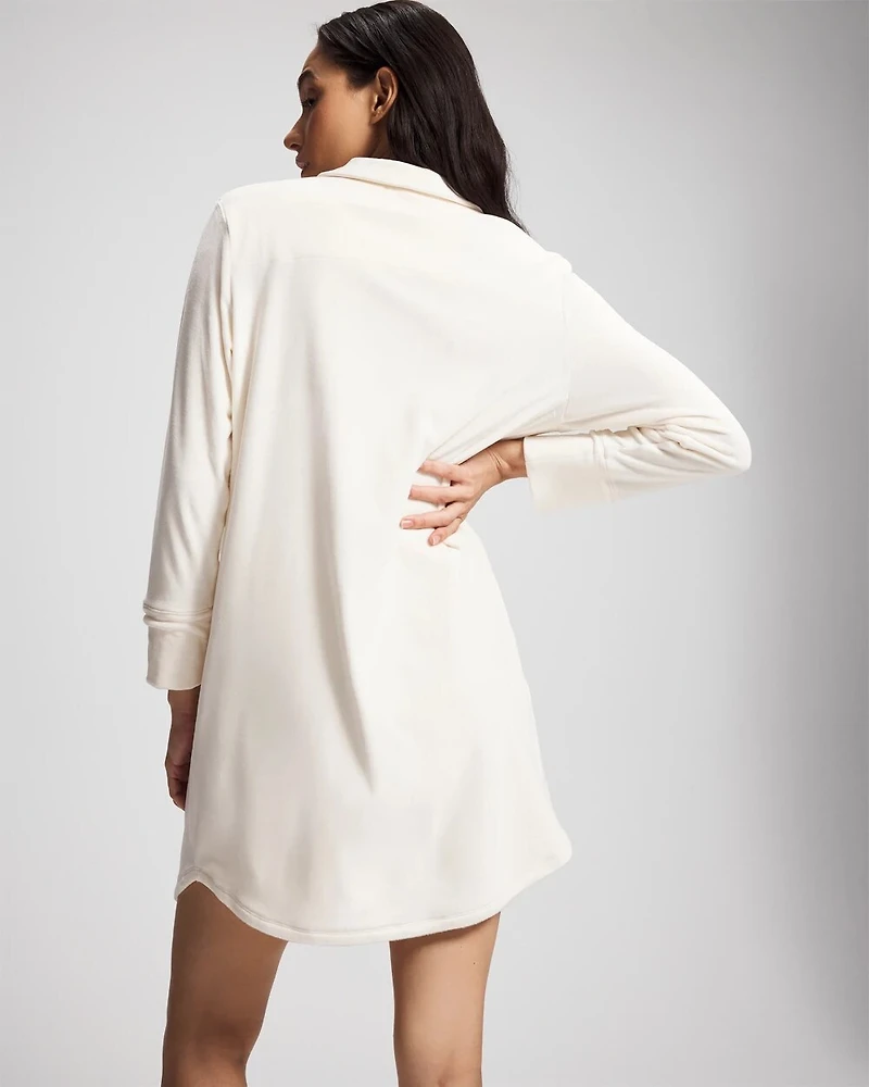 Long-Sleeve Notch Collar Sleepshirt