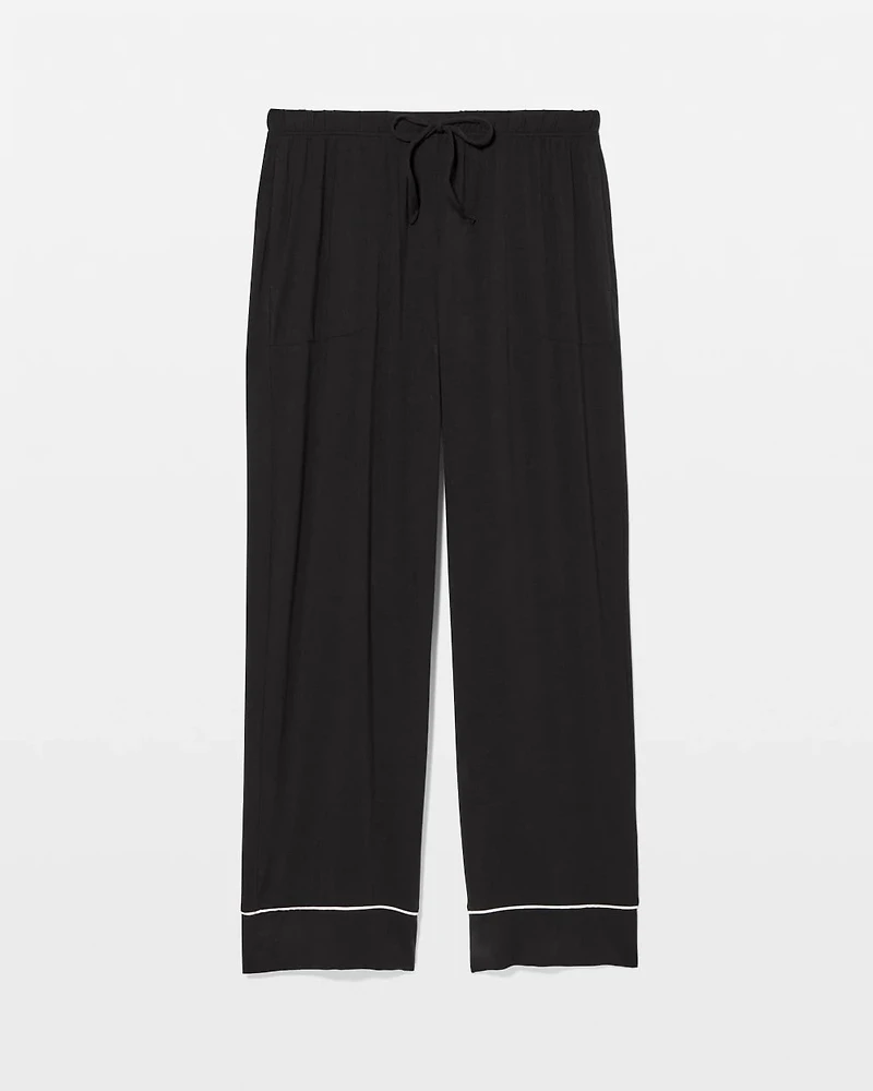 Solid Piped Pajama Pants