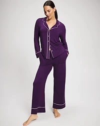 Solid Piped Pajama Pant